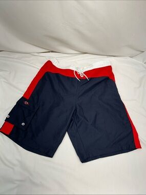 Disney Cruise Line Men's Navy & Red Swim Board Shorts with Side Pocket LG